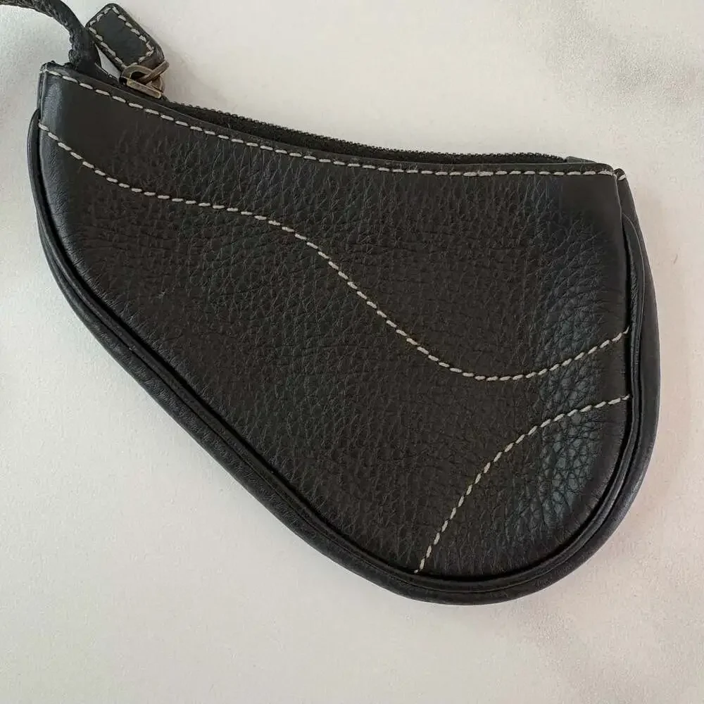 VINTAGE DIOR LEATHER SADDLE COIN PURSE